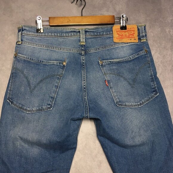 Levis Mens 511 Slim Fit Blue Jeans size 34x32 Retro Vintage Heritage Stretch